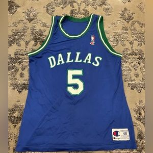 JASON KIDD Vintage 90’s CHAMPION Dallas Mavericks Jersey NBA Blue Size 48 XL